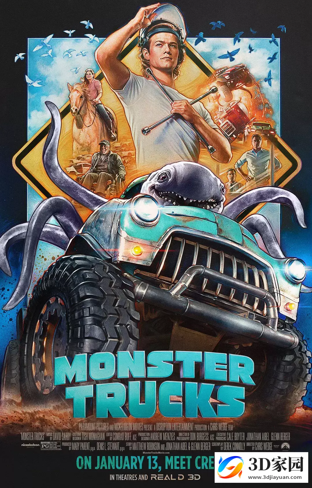 3D电影《怪兽卡车3D》MonsterTrucks 3D 英文 左右格式3D版 百度夸克下载-3D家园